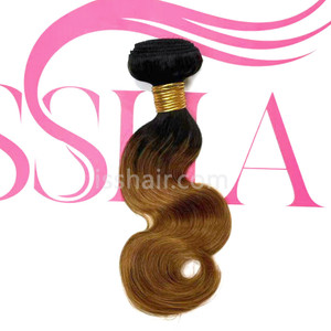 High Quality 1 Bundle Body Wave Ombre 1b/30  Virgin Remy Human Hair Weave