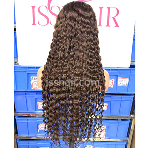 13x4 180% density water wave Colour 4# Brown Remy Virgin Human Hair wig only Medium cap available