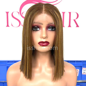 4x4 5x5 220% SDD Super double drawn bone straight 10inch 12inch Bob Hightlights Virgin Human Hair wig
