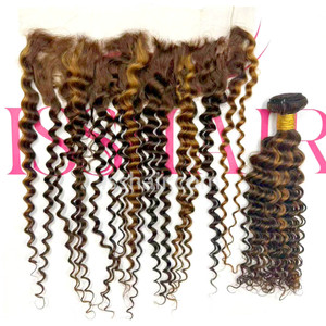 13x4 Frontal Deep Wave Highlights 4&30 Virgin Human Hair Only Transparent Available