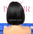 Double drawn bone straight fringe bangs Bob wig 1B Natural Black