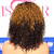 Fringe bangs 12inch bob Double Drawn Pixie Curly 200% density 3 tone ombre 4/27/4 Only medium cap available