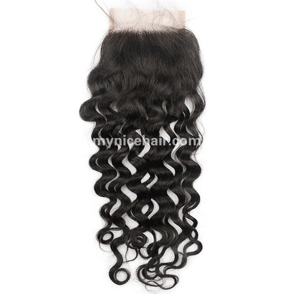 Transparent Lace 4X4 Pre-plucked Top Closure Italian Wave Virgin Human Hair