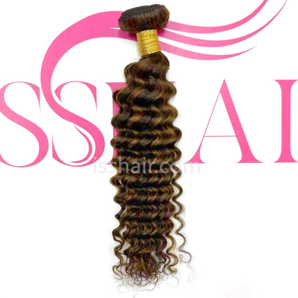 High Quality 1 Bundle Deep Wave Highlights Virgin Remy Human Hair Weave