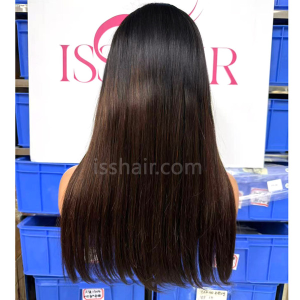 220% density 22inch Straight 4x4 Bob Remy Virgin Human Hair wig Ombre 1b/2