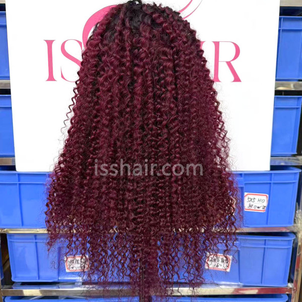 220% density Deep Curly ombre 1b/99j Remy Virgin Human Hair wig S M L XL cap sizes all available