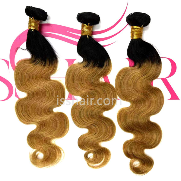High Quality 3 Bundles body wave ombre 1b/27 Virgin Remy Human Hair