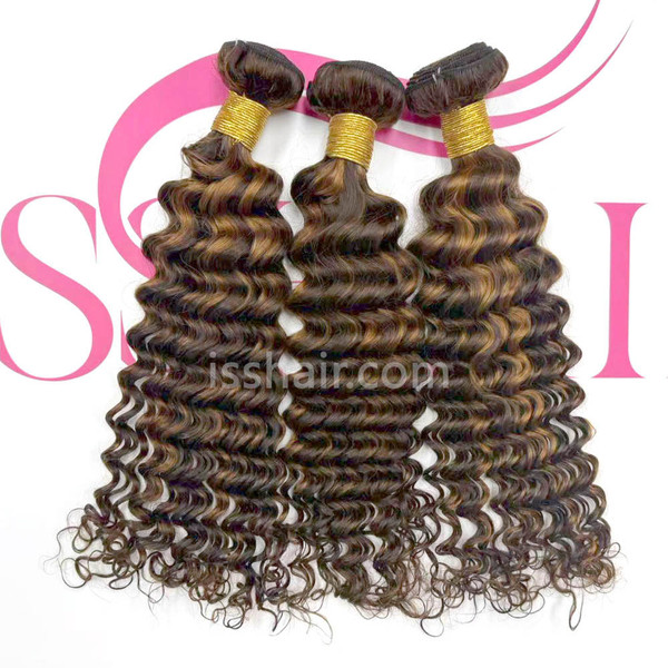 High Quality 3 Bundles Deep Wave Highlights 4&30 Virgin Remy Human Hair