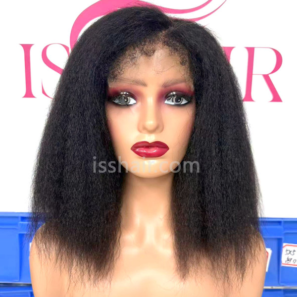 HD 5X5 220% density Kinky Straight 12inch Bob with 4C Baby Hair Virgin Human Hair 1B