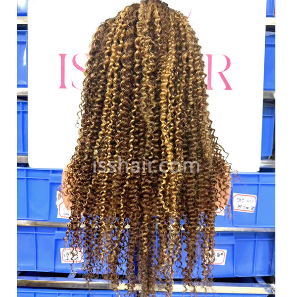 13x4 180% density Jerry Curly Highlight Colours  Remy Virgin Human Hair wig only Medium cap available