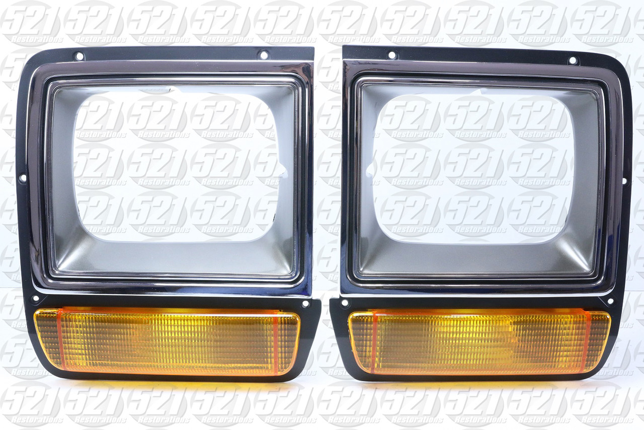86-90 Dodge Truck and Ramcharger Main Grill and Headlight Bezels (Chrome/Black/Silver)
