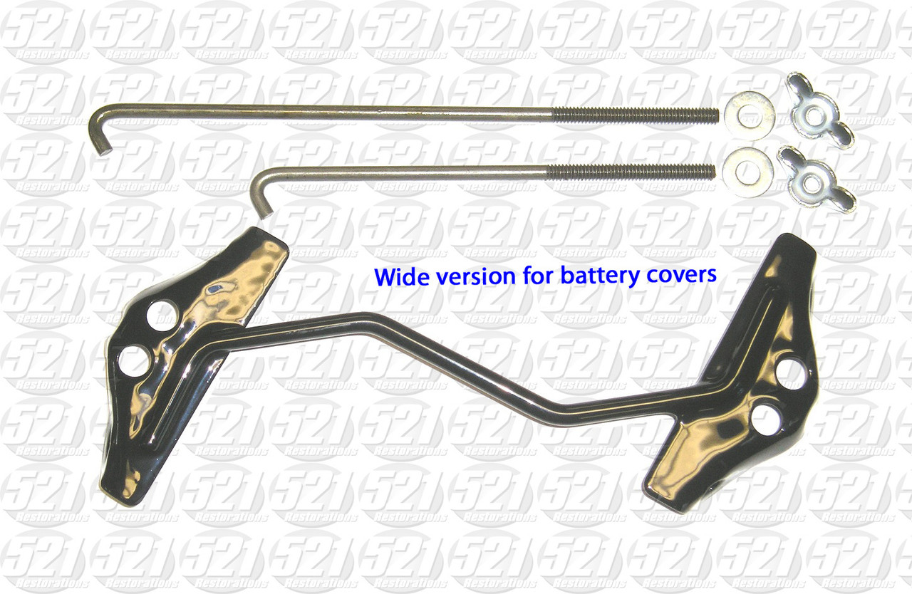 WIDE style battery hold down strap kit for use with Battery Covers. Fits 66-69 A/B Bodies.