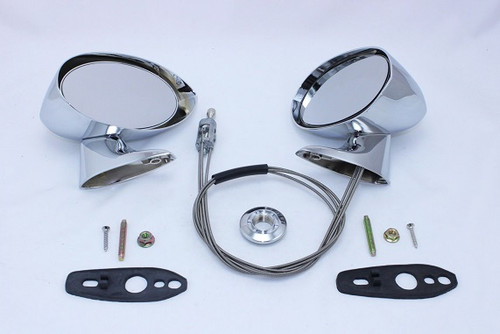 70-76 Mirror Set - LH remote and RH manual Chrome Sport Mirrors for 70-76 A Body and 70 B Body