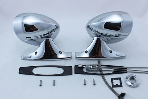 71-72 B-Body/71-74 E-Body Mirror Set - LH remote and RH manual Chrome sport mirrors