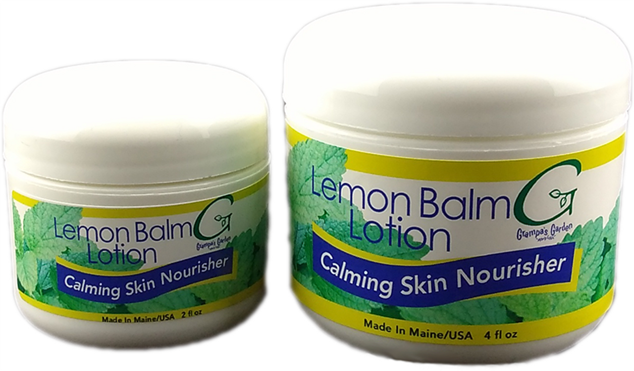 Lemon Balm Lotion Calming Skin Nourisher 4 fl oz by Grampa's Garden Made in Maine USA