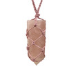 Rose Quartz Point Macrame Pendant