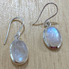 Rainbow Moonstone Oval Sterling Silver Earrings