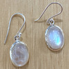 Rainbow Moonstone Oval Sterling Silver Earrings