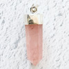 Rose Quartz Point with Faceted Blue Topaz Sterling Silver Pendant