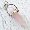 Rose Quartz Point with Faceted Blue Topaz Sterling Silver Pendant #3308