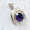 Amethyst Faceted Moon Sterling Silver Pendant
