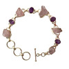 Morganite and Amethyst Sterling Silver Toggle Bracelet