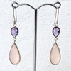 Amethyst and Pink Chalcedony Teardrop Sterling Silver Earrings 