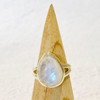 Rainbow Moonstone Teardrop Sterling Silver Ring