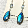 Labradorite and Faceted Blue Topaz Sterling Silver Earrings