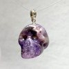 Chevron Amethyst Skull Sterling Silver Pendant