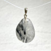 Tourmalinated Quartz Tumbled Stone Sterling Silver Point Pendant
