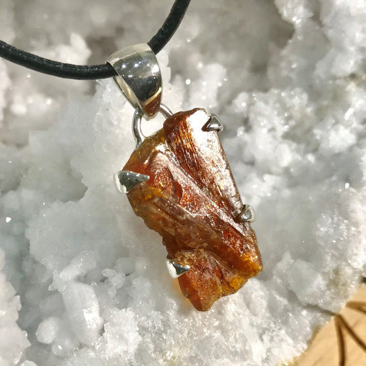 Orange Kyanite Sterling Silver Pendant