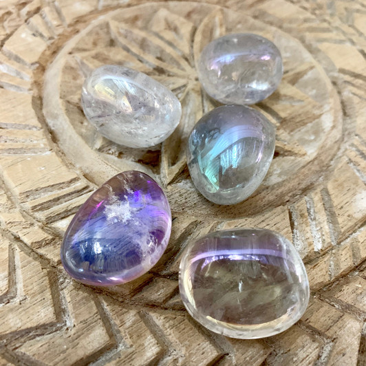 Aqua Aura Quartz Tumbled Stones Aqua Aura Quartz Tumbled Stones