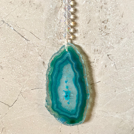 Teal Agate Slice Suncatcher Teal Agate Slice Suncatcher