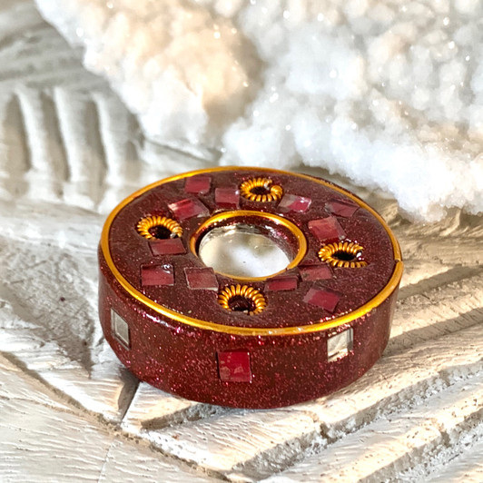 Little Red Glitter Round Incense Stick Holder