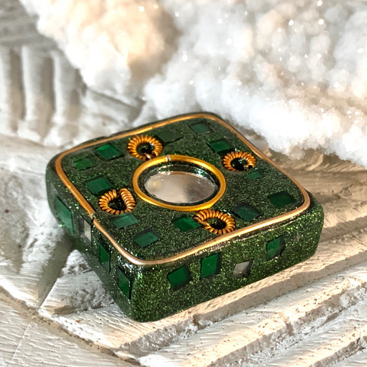 Little Green Glitter Square Incense Stick Holder