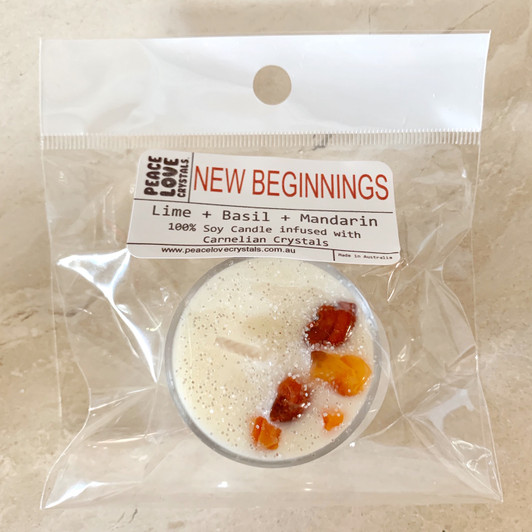 New Beginnings Tea Light Crystal Candle