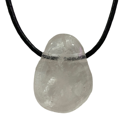 Clear Crystal Quartz Tumbled Stone Pendant