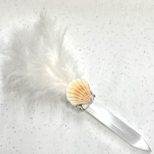 Magical Mermaid Feather Selenite Wand