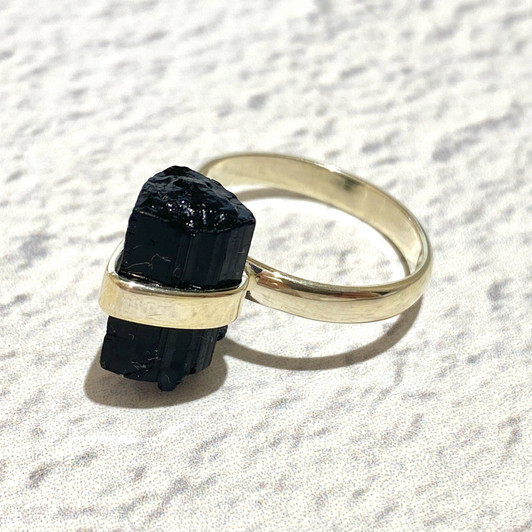 Black Tourmaline Sterling Silver Ring