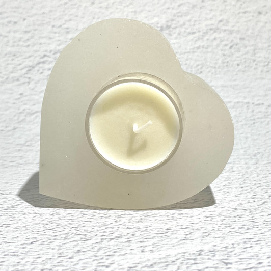 Selenite Heart Tealight Candle Holder