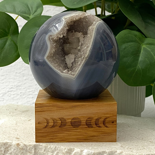 Quartz Druzy Agate Geode Sphere 7.7cm