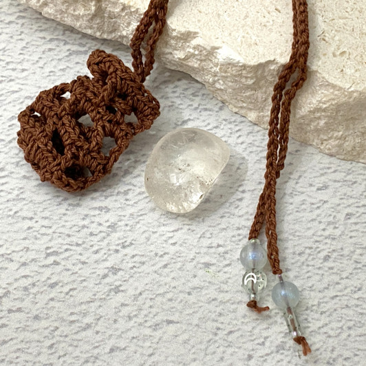 Crochet Crystal Keeper Necklace Pouch