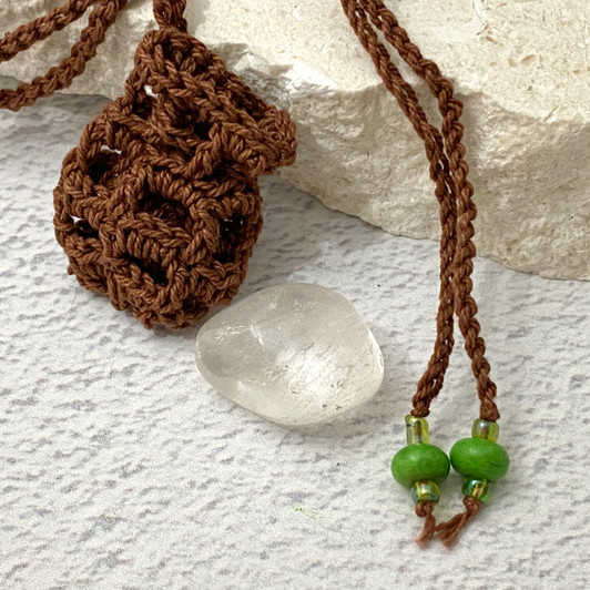 Crochet Crystal Keeper Necklace Pouch