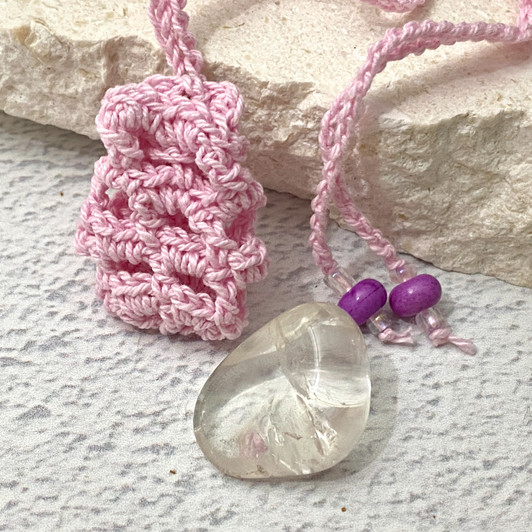 Crochet Crystal Keeper Necklace Pouch