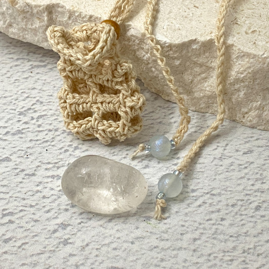 Crochet Crystal Keeper Necklace Pouch