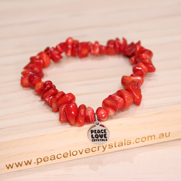 Red Coral Chip Bracelet