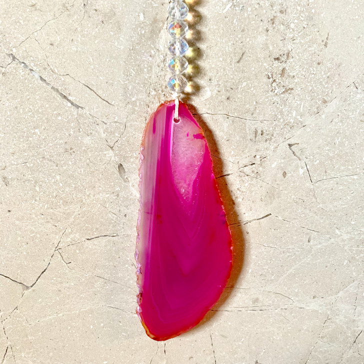 Pink Agate Slice Suncatcher