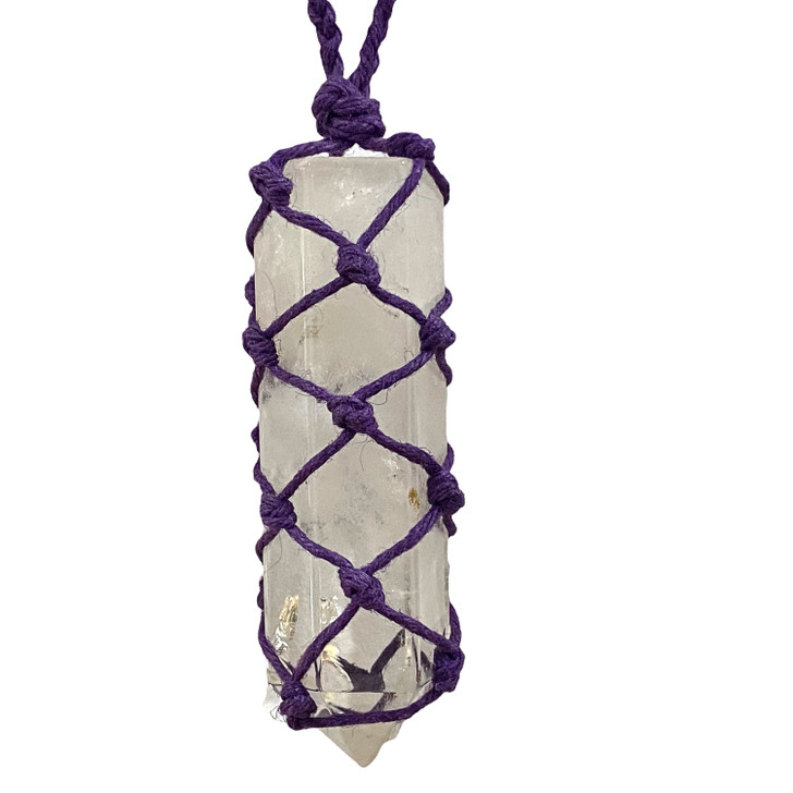 Crystal Quartz Point Macrame Pendant