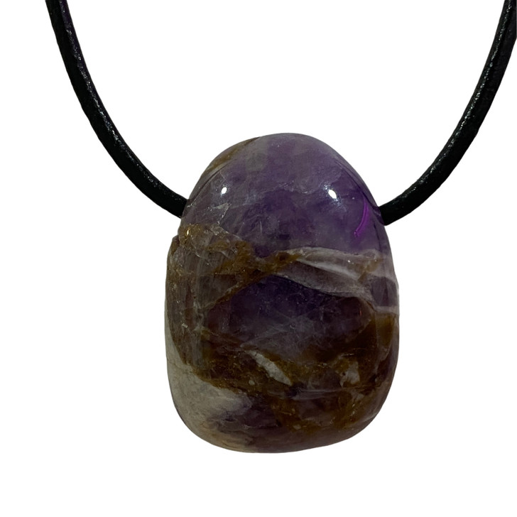 Chevron Amethyst Tumbled Stone Pendant